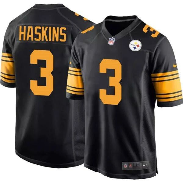 Men Pittsburgh Steelers #3 Dwayne Haskins Nike Black Color Rush Game NFL Jersey